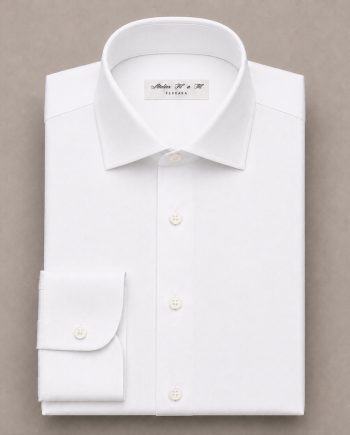 Camicia Twill Bianco | Collo Francese